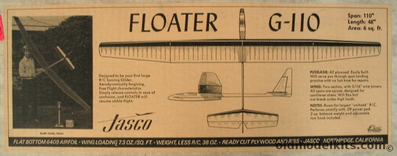 Jetco Floater G-110 - 110 inch Wingspan RC Glider plastic model kit